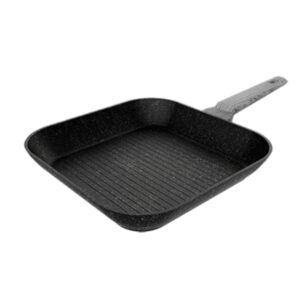 Cecotec Polka Exclusive Grill Wood and Rock Sarten Cuadrada de 28cm - Aluminio Forjado - Teflon Antiadherente - Libre de PFOA - Compatible con Induccion - Apto para Lavavajillas - Color Negro