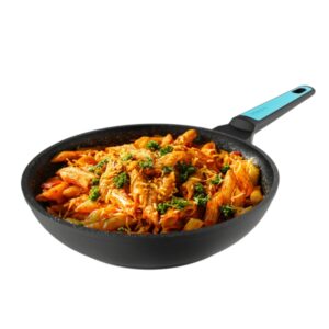 Cecotec Polka Platinum Thunder Sarten de Aluminio Forjado de 26cm - Revestimiento Teflon Antiadherente - Apto para Lavavajillas - Compatible con Induccion - Espesor 3.4mm - Color Negro y Azul