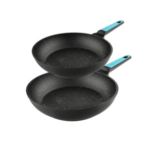 Cecotec Polka Platinum Thunder Pack de 2 Sartenes de 20 y 24cm - Aluminio Forjado - Revestimiento Teflon sin PFOA - Compatible con Induccion - Apto para Lavavajillas - Color Negro y Azul