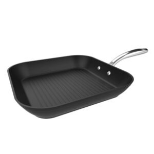 Cecotec Polka Fantasy Grill Silver Sarten Cuadrada de 28cm - Aluminio Forjado - Mango de Acero Inoxidable - Antiadherente - Libre de PFOA - Horno hasta 230°C - Compatible con Induccion - Color Negro