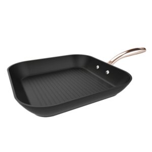 Cecotec Polka Fantasy Grill Golden Sarten Cuadrada de 28cm - Aluminio Forjado - Mango Remachado - Revestimiento Antiadherente - Apto para Horno hasta 230°C - Compatible con Induccion - Color Negro