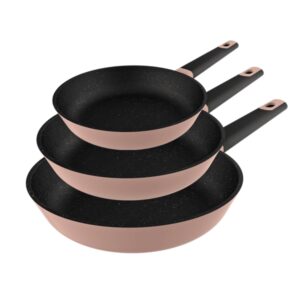 Cecotec Polka Experience Gravity Pack de 3 Sartenes de 20, 24 y 28cm - Aluminio Fundido - Teflon Antiadherente - Libre de PFOA - Compatible con Induccion - Color Rosa Pastel