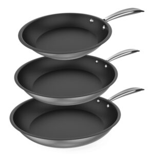 Cecotec Polka Classy Steel Pack de 3 Sartenes de 20, 24 y 28cm - Acero Inoxidable - Alta Durabilidad - Ideal para Diferentes Cocinas - Facil de Limpiar - Resistente - Color Negro