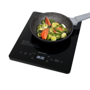 Cecotec Full Crystal Onyx Placa de Induccion Portatil - 2000W - Cristal de Alta Resistencia - Tactil - 10 Niveles - Temperatura de 60 a 260°C - Temporizador - Apta para Sartenes de 28cm - Color Negro