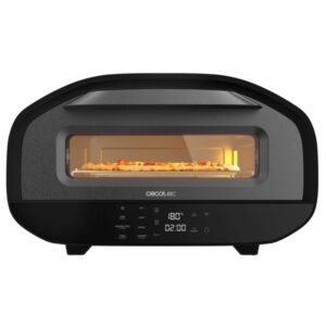 Cecotec Pizza and Co Tifosi Horno Electrico para Pizzas con Ventana - 1700W - Control Digital con 8 Funciones - Capacidad de 12L - Temperatura hasta 430°C - Piedra y Rejilla - Temporizador - Color Negro