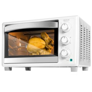 Cecotec Bake and Toast 3090 Gyro Horno de Sobremesa - 1500W - Capacidad de 30L - Rustidor Giratorio - Conveccion - Puerta Doble de Cristal - Luz Interior - 5 Funciones - Color Blanco