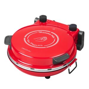 Cecotec Fun Pizza and Co Mamma Mia Horno Electrico para Pizzas - 1200W - Temperatura hasta 420°C - Indicador Luminoso - Asa de Tacto Frio - Cocina Sobre Piedra Ceramica - Temporizador - Color Rojo