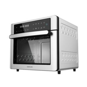 Cecotec Bake and Fry 3000 Touch Steel Horno de Sobremesa - 1600W - Capacidad 30L - Freidora de Aire - Pantalla Tactil - 9 Funciones - Cocina por Conveccion - Temperatura hasta 230°C - Acero Inoxidable