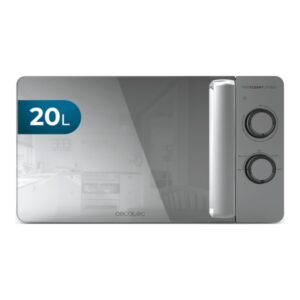 Cecotec Proclean 3060 Flatbed Mirror Microondas sin Plato - 700W - Capacidad de 20L - Revestimiento Ceramico - Temporizador - Espejo Metalizado - Tecnologia 3Dwave Envolvente - Acero Inoxidable