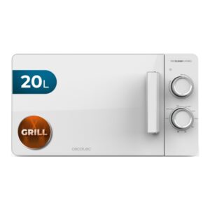 Cecotec Proclean 3120 Flatbed Microondas sin Plato - 700W - Capacidad de 20L - Grill de 800W - Tecnologia 3Dwave Envolvente - Revestimiento Ceramico - Temporizador de 30min - Elegante - Color Blanco