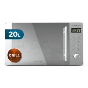 Cecotec Proclean 5120 Flatbed Inox Microondas sin Plato - Potencia de 700W - Capacidad de 20L - Grill de 800W - Revestimiento Ceramico - Pantalla LED - Elegante - Acero Inoxidable