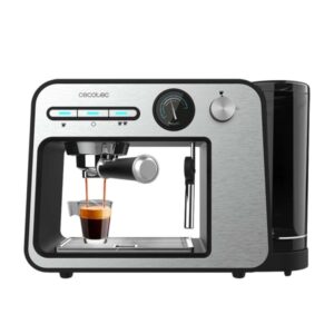 Cecotec Power Espresso 20 Square Pro Cafetera Expresso - 1450W - Presion de 20Bar - Deposito Extraible 1L - Vaporizador Orientable - Doble Salida de Cafe - Calienta Tazas - Acero Inoxidable