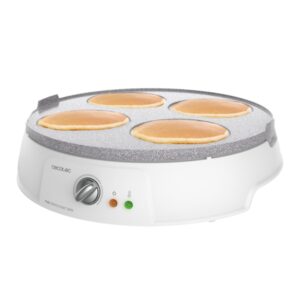 Cecotec Fun Crepestone Twin Crepera - 1200W - Placa Antiadherente Reversible - Espatula y Rodillo - 30.5cm de Diametro - Regulador de Temperatura - Proteccion contra Sobrecalentamiento - Color Blanco