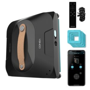 Cecotec Conga Windroid 1390 DoubleSpray Connected Robot Limpiacristales 3 en 1 - Incluye 4 Mopas - 8 Modos - Control App y Mando - Doble Spray - Ideal para Grandes Ventanas - Cuadrado - Color Negro
