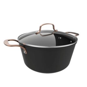 Cecotec Polka Fantasy Olla de 28cm de Diametro - Capacidad de 7.1L - Aluminio Forjado - Tapa de Cristal Templado - Asas de Acero Inoxidable - Antiadherente - Compatible con Induccion - Color Negro