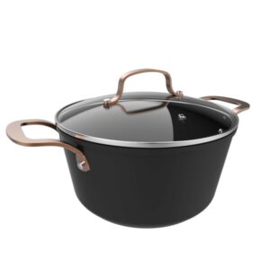 Cecotec Polka Fantasy Olla de 24cm de Diametro - Aluminio Forjado - Tapa de Cristal Templado - Asas Remachadas - Antiadherente - Apta para Horno hasta 230°C - Compatible con Induccion - Color Negro