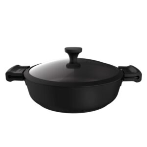 Cecotec Polka Experience Olla Baja de 28cm de Diametro - Capacidad de 4.2L - Aluminio Fundido - Revestimiento Teflon - Compatible con Induccion - Apta para Horno - Apto para Lavavajillas - Color Negro