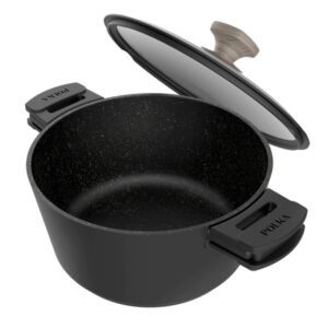 Cecotec Polka Excellence Olla de 28cm de Diametro - Aluminio Fundido - Teflon Antiadherente - Libre de PFOA - Compatible con Induccion - Fondo de 5mm - Apta para Horno hasta 220°C - Color Negro