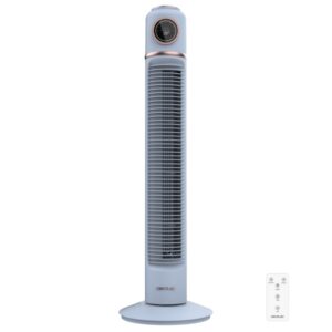 Cecotec EnergySilence 1090 Skyline Retro Smart Ventilador de Torre de 32" de Altura - 40W - Mando a Distancia - Pantalla LED Tactil - 3 Velocidades - Temporizador - Oscilante - Color Azul Claro