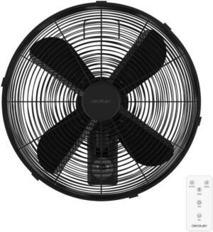 Cecotec EnergySilence 4500 Power Wall Control Ventilador de Pared - 50W - Diametro de 45cm - 4 Aspas de 16" - Pantalla LED - 3 Velocidades - Temporizador - Oscilante - Facil de Instalar - Color Negro