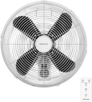 Cecotec EnergySilence 4500 Power Wall Control Ventilador de Pared - 50W - Diametro de 45cm - 4 Aspas de 16" - Pantalla LED - 3 Velocidades - Temporizador - Oscilante - Facil de Instalar - Color Blanco