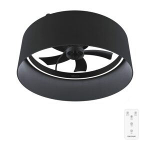 Cecotec EnergySilence LampAero 650 Black Design Ventilador de Techo con 5 Aspas y Luz - 20W - Tulipa de Tela - 3 Tonos LED - Temporizador - 6 Velocidades - Modo Invierno - Color Negro