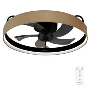 Cecotec EnergySilence LampAero 650 Beige Design Ventilador de Techo con 5 Aspas y Luz - 20W - Tulipa de Tela - 3 Tonos LED - Temporizador - 6 Velocidades - Modo Invierno - Color Negro