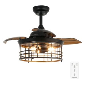 Cecotec EnergySilence Aero 3600 Invisible Metallic Style Ventilador de Techo con 3 Aspas y Luz - 25W - Aspas Retractiles - Diametro de 36" - Modo Invierno - Temporizador - Color Negro