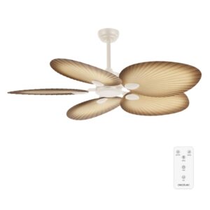 Cecotec EnergySilence Aero 5200 Palm Ventilador de Techo de 5 Aspas - 35W - Diametro de 52" - Mando a Distancia - Temporizador - 6 Velocidades - Modo Invierno - Altura Ajustable - Color Blanco