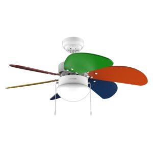 Cecotec EnergySilence Aero 360 ColorFull Ventilador de Techo con 6 Aspas y Lampara Integrada - 50W - Diametro de 36" - 3 Velocidades - Aspas Reversibles - Modo Invierno/Verano - Control por Cadena