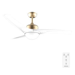 Cecotec EnergySilence Aero 560 GoldWhite Ventilador de Techo con 3 Aspas y Luz Integrada - 60W - Diametro de 52" - LED de 18W - Mando a Distancia - Temporizador - 3 Velocidades - Color Blanco y Dorado
