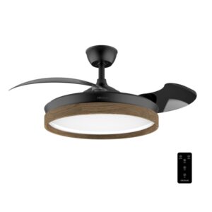 Cecotec EnergySilence Aero 4320 Invisible WoodandBlack Ventilador de Techo con Luz LED Regulable - 35W - 6 Velocidades - Aspas Retractiles - Temporizador - Acabado en Madera - Color Negro