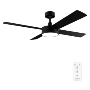Cecotec EnergySilence Aero 5200 Black Line Ventilador de Techo con 4 Aspas y Luz LED Integrada - 65W - Diametro de 52" - Mando a Distancia - Temporizador - 3 Velocidades - Modo Invierno - Color Negro