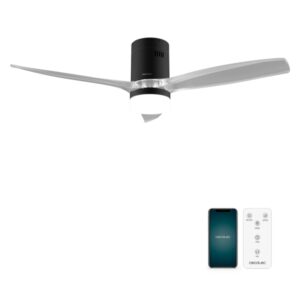 Cecotec EnergySilence Aero 5285 Sun BlackTransparent Connected Ventilador de Techo con 3 Aspas y Luz - 40W - Diametro de 52" - Wi-Fi - IP44 - Temporizador - 6 Velocidades - Modo Invierno - Color Negro