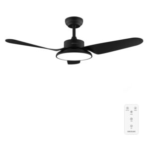 Cecotec EnergySilence Aero 5200 Light Black Ventilador de Techo con 3 Aspas y Luz - 40W - Diametro de 43" - 3 Tonos LED - Mando a Distancia - 6 Velocidades - Temporizador - Modo Invierno - Color Negro