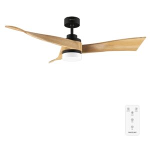 Cecotec EnergySilence Aero 5285 WhiteWood Ventilador de Techo con 3 Aspas de Madera y Luz - 40W - Diametro de 52" - 3 Tonos LED - Temporizador - 6 Velocidades - Modo Invierno - Color Negro