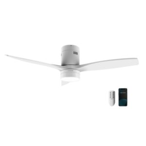Cecotec EnergySilence 5600 White Aqua Connected Ventilador de Techo con 3 Aspas y Luz - 40W - Diametro de 52" - Wi-Fi - Mando a Distancia - IP44 - LED - 6 Velocidades - Modo Invierno - Color Blanco