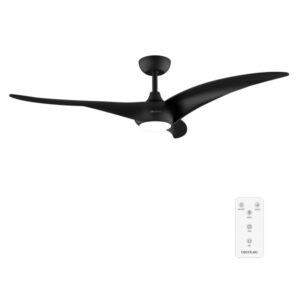 Cecotec EnergySilence Aero 5295 Black Ventilador de Techo con 3 Aspas y Luz - 40W - Diametro de 54" - 3 Tonos LED - Mando a Distancia - 6 Velocidades - Temporizador - Modo Invierno - Color Negro