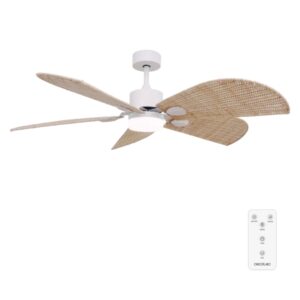 Cecotec EnergySilence Aero 5290 Natural Ventilador de Techo con Luz LED - 40W - Motor Dc - Aspas de Ratan Trenzado - Diametro de 132cm - Mando a Distancia - Temporizador - Modo Invierno - Color Blanco