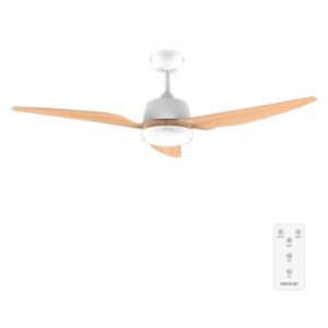 Cecotec EnergySilence Aero 5250 WhiteWood Ventilador de Techo con 3 Aspas y Luz Integrada - 62W - Diametro de 48" - LED - 3 Velocidades - Temporizador - Aspas de Madera Clara - Color Blanco