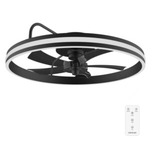 Cecotec EnergySilence LampAero 650 FlowLight Ventilador de Techo con 5 Aspas y Luz - 20W - Aro LED con 3 Tonos - Diametro de 22" - 6 Velocidades - Temporizador - Modo Invierno - Color Negro