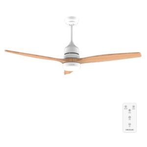 Cecotec EnergySilence Aero 5275 WhiteWood Ventilador de Techo con 3 Aspas de Madera y Luz - 40W - Diametro de 52" - 3 Tonos LED - Temporizador - 6 Velocidades - Modo Invierno - Color Blanco