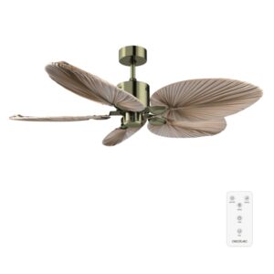 Cecotec EnergySilence Aero 5200 Natural Palm Ventilador de Techo de 5 Aspas - 38W - Motor Dc - Diametro de 50" - Temporizador - Mando a Distancia - Modo Invierno - Altura Ajustable - Color Beige