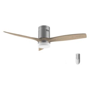Cecotec EnergySilence Aero 5600 Classic Steel Ventilador de Techo con 3 Aspas de Madera y Luz - 40W - Diametro de 52" - 6 Velocidades - LED - Modo Invierno - Temporizador - Acero Inoxidable