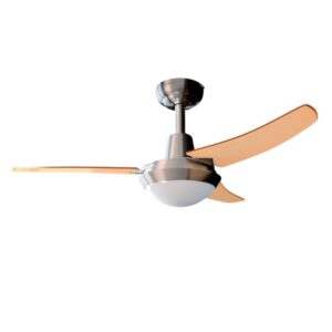 Cecotec EnergySilence Aero 480 Ventilador de Techo con 3 Aspas Reversibles y Luz - 65W - Diametro de 106cm - Mando a Distancia - Temporizador - 3 Velocidades - Aspas de Madera Clara - Acero Inoxidable
