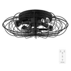 Cecotec EnergySilence LampAero 650 Iron Design Ventilador de Techo con 5 Aspas y Luz - 20W - Tulipa Metalica - Lampara con 3 Tonos - Temporizador - 3 Velocidades - Modo Invierno - Color Negro