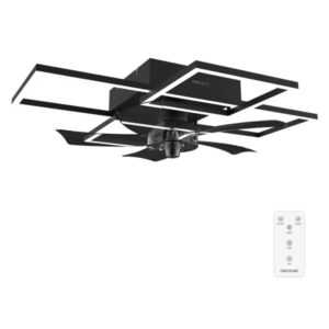 Cecotec EnergySilence LampAero 690 FlowLight Ventilador de Techo con 5 Aspas y Luz - 20W - Estilo Geometrico Moderno - 3 Tonos LED - Temporizador - 3 Velocidades - Modo Invierno - Color Negro