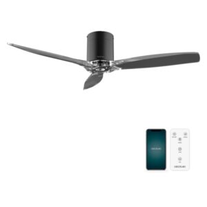 Cecotec EnergySilence Aero 5285 BlackTransparent Connected Ventilador de Techo de 3 Aspas - 40W - Diametro de 52" - Mando a Distancia - IP44 - Temporizador - 6 Velocidades - Modo Invierno - Color Negro