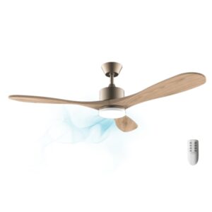 Cecotec EnergySilence Aero 5290 Golden Pro Ventilador de Techo con 3 Aspas y Luz - 50W - Diametro de 52" - LED Regulable - Ajustable en Altura - 5 Velocidades - Temporizador Regulable - Acero Inoxidable
