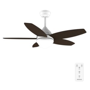 Cecotec EnergySilence Aero 4200 WhiteandDarkWood Ventilador de Techo con 5 Aspas y Luz - 53W - Diametro de 42" - 3 Tonos LED - Temporizador - 3 Velocidades - Modo Invierno - Color Blanco y Negro